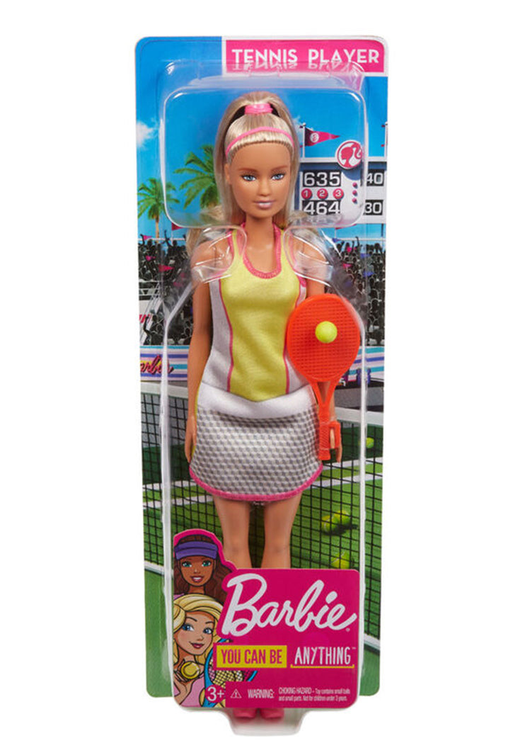 Barbie Blonde Tennis Player Doll with Tennis Outfit, Racket and Ball