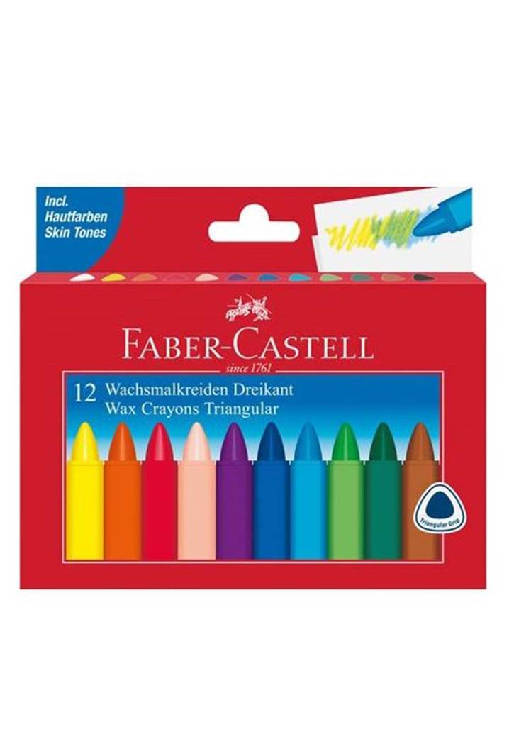 Faber Castell - 12 Triangular Wax Crayons