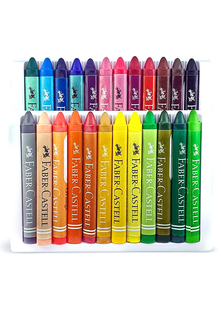 FABER-CASTELL Triangular Shape Regular Size Colour Pencils  Alongwith 24 Shades Wax Crayons - Combo of 24 Shades Col Pencils & Wax  Crayons