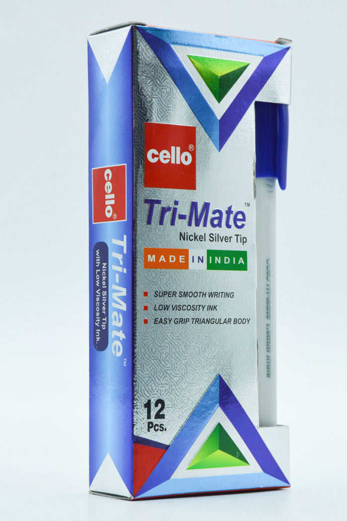 قلم حبر ازرق 12-Piece Cello Trimate Ball Pen (Blue)