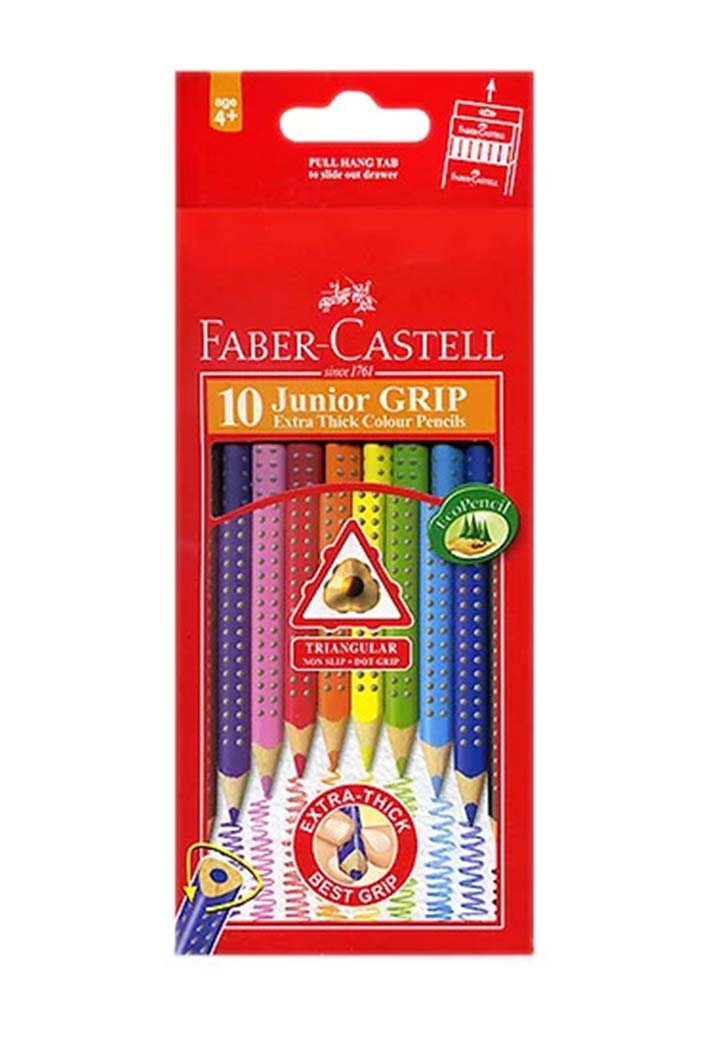 Faber Castell - 10 Junior Grip Extra Thick Color Pencils