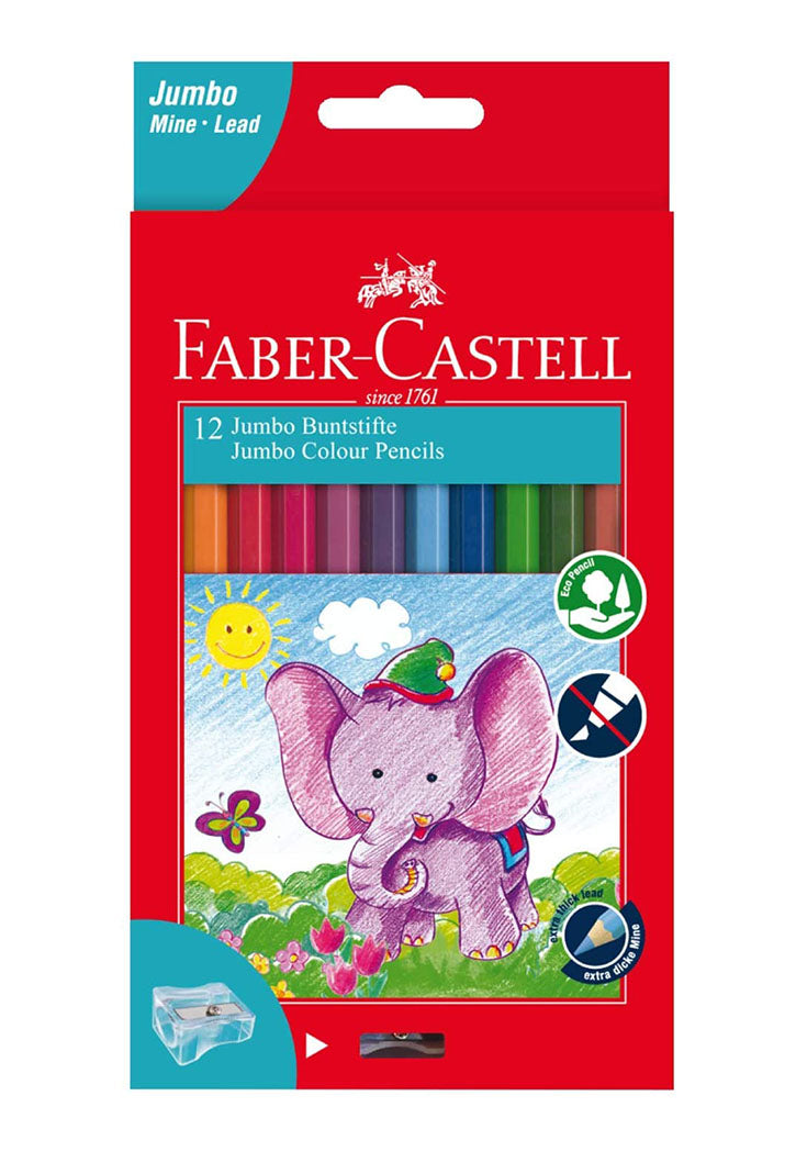 Faber Castell - 12 Jumbo Color Pencils With Sharpener