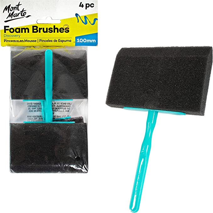 MONT MARTE DISCOVERY FOAM BRUSHES 4PCS PKT 75MM