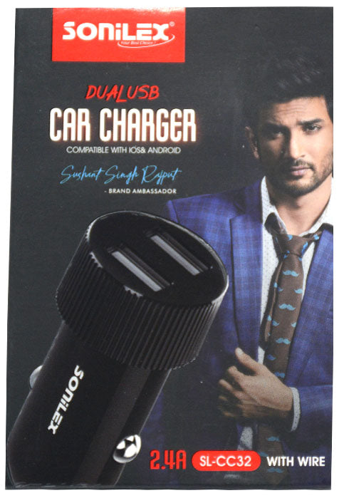 شاحن سيارة _ 2 منفذ - سونيلكس SONILEX DUAL USB CAR CHARGER SL-CC32
