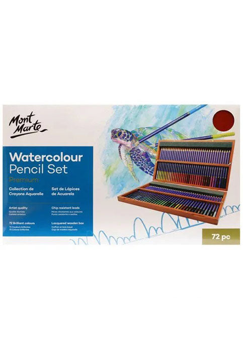 MONT MARTE PREMIUM WATERCOLOUR PENCIL SET 72PCS IN WOODEN BOX