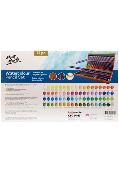 MONT MARTE PREMIUM WATERCOLOUR PENCIL SET 72PCS IN WOODEN BOX