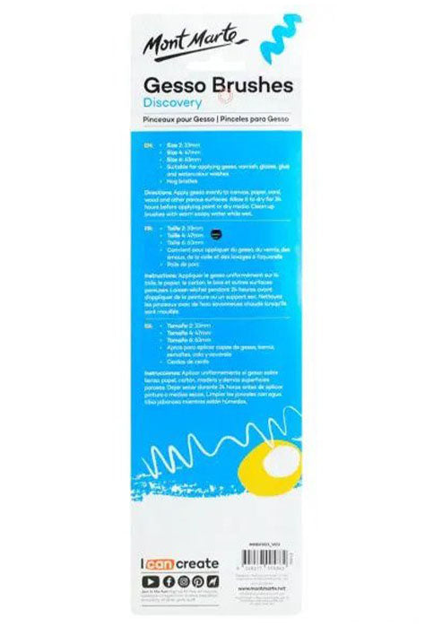 MONT MARTE GESSO BRUSHES 3PCS IN BLISTER (2,4,6)