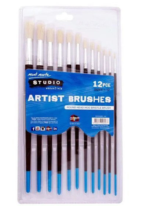 MONT MARTE STUDIO ARTIST BRUSHES 12PCS FLAT HEAD 1-12