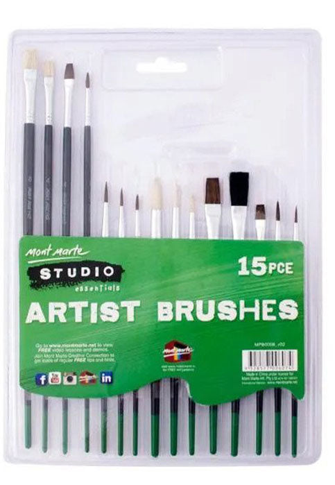 MONT MARTE STUDIO ARTIST BRUSHES 15PCS/PACK