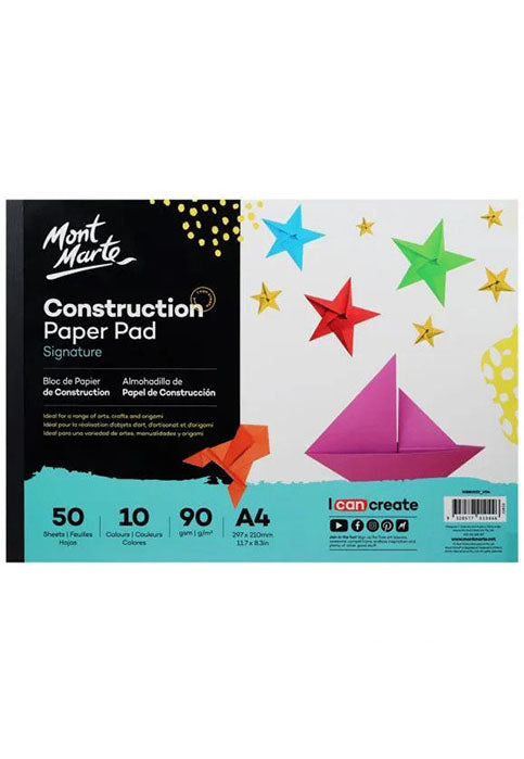 MONT MARTE COSTRUCTION PAPER PAD 10COL 50SHT A4/A5