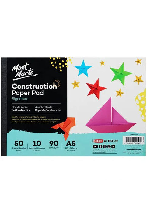 MONT MARTE COSTRUCTION PAPER PAD 10COL 50SHT A4/A5