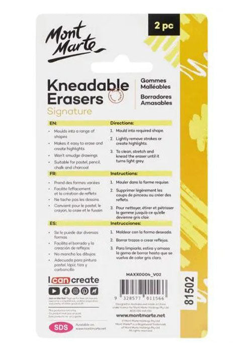 MONT MARTE SIGNATURE KNEADABLE ERASERS 2PCS BLISTER