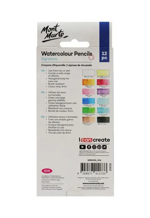 MONT MARTE SIGNATURE WATERCOLOUR PENCILS 12PCS/PACK