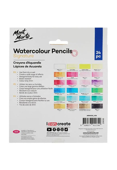 MONT MARTE SIGNATURE WATERCOLOUR PENCILS 24PCS/PACK