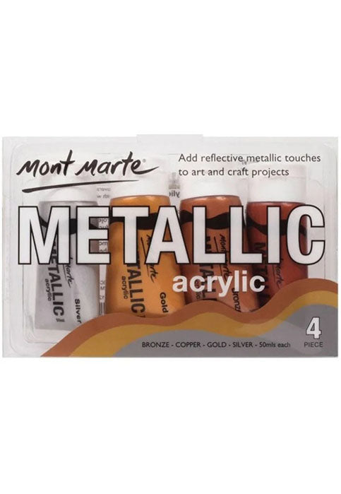 MONT MARTE METALLIC ACRYLIC PAINT 4COLX50ML