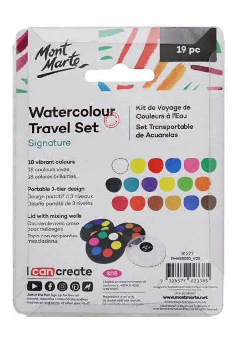 MONT MARTE SIGNATURE WATERCOLOUR TRAVEL SET 19PCS BLISTER
