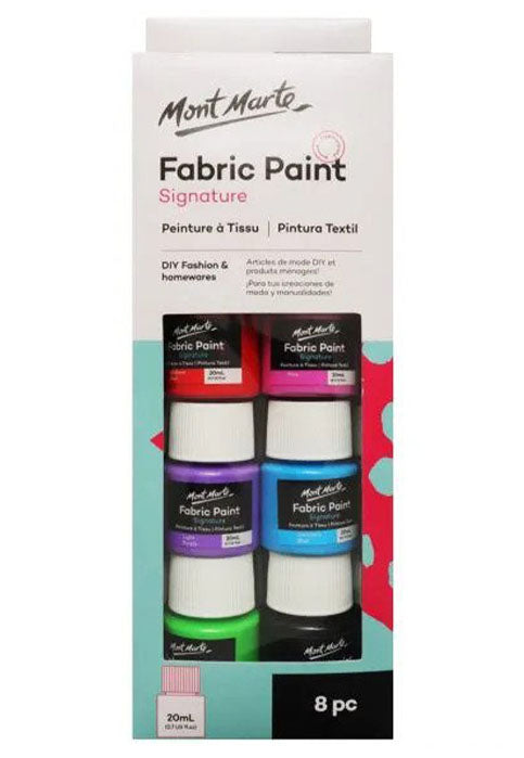 طقم الوان للرسم على القماش MONT MARTE FABRIC PAINT 8COLOURSX20ML