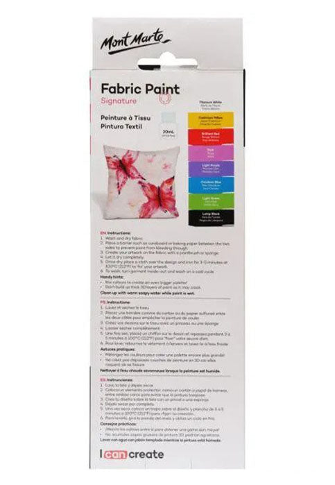 طقم الوان للرسم على القماش MONT MARTE FABRIC PAINT 8COLOURSX20ML