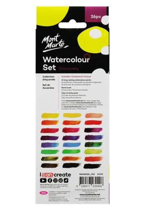 MONT MARTE WATERCOLOUR SET 26PCS W/BRUSH