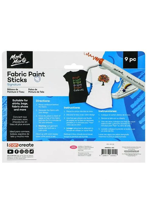 MONT MARTE SIGNATURE FABRIC PAINT STICKS 9PCS/PACK