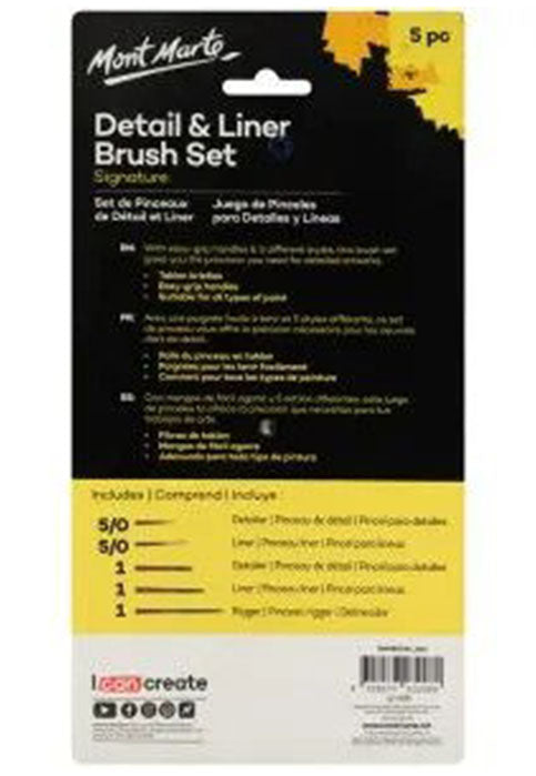 MONT MARTE SIGNATURE DETAIL & LINER BRUSH SET 5PCS BLISTER