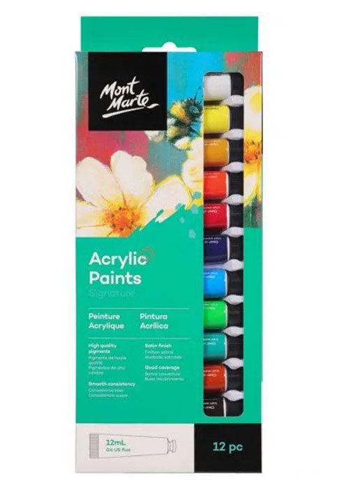 MONT MARTE SIGNATURE ACRYLIC PAINT 12COLX12ML