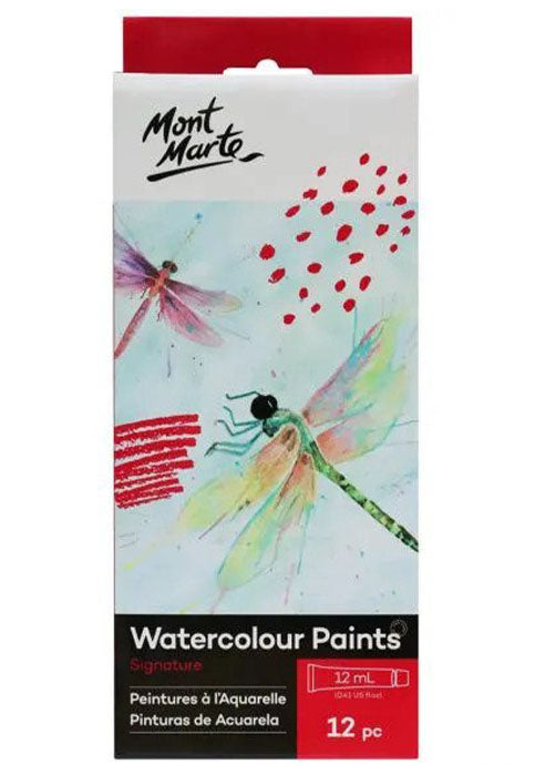 طقم انابيب رسم _ الوان مائية - مونت مارت MONT MARTE WATERCOLOUR PAINTS SIGNATURE 12COLX12ML