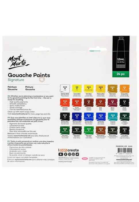 طقم انابيب الوان غواش "- مونت مارت MONT MARTE GOUACHE PAINTS SIGNATURE 24COLX12ML