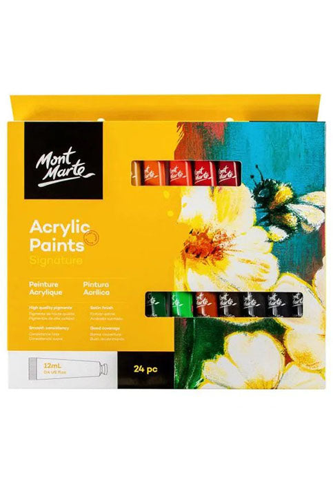 MONT MARTE SIGNATURE ACRYLIC PAINTS 24COLX12ML