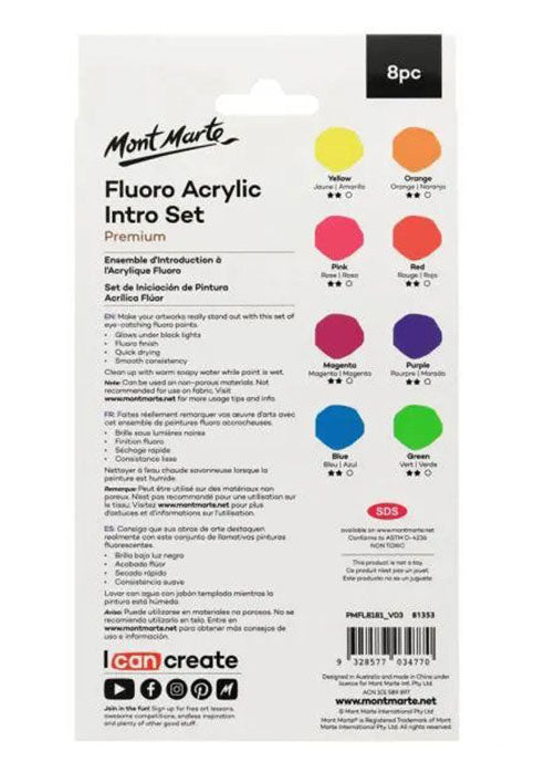 MONT MARTE PREMIUM FLUORO ACRYLIC INTRO SET 8COLX18ML