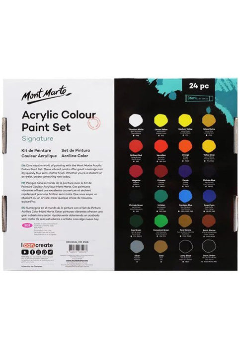 طقم الوان اكرليك ""- مونت مارت MONT MARTE ACRYLIC COLOUR PAINT SET SIGNATURE 24COLX36ML