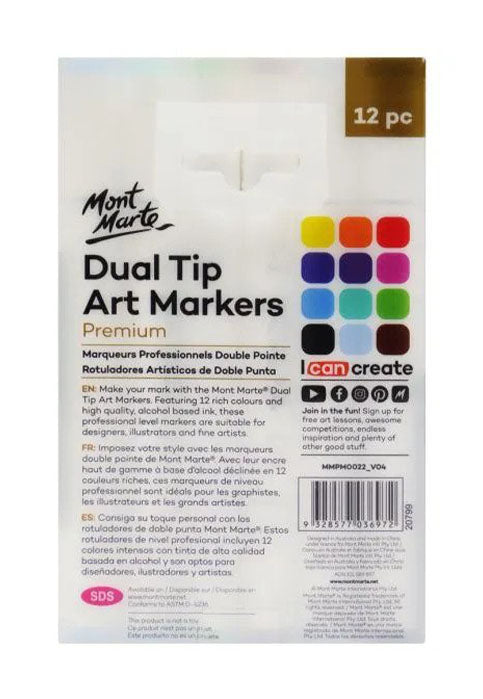 MONT MARTE PREMIUM DUAL TIP MARKERS 12PCS/PACK