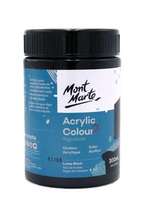 MONT MARTE SIGNATURE ACRYLIC COLOUR 300ML-LAMP BLACK