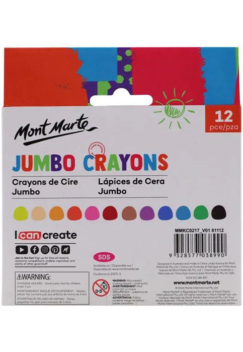 MONT MARTE JUMBO CRAYONS 12PCS/PACK