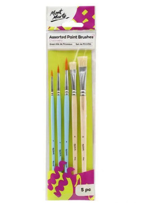 MONT MARTE ASSORTED PAINT BRUSHES 5PCS/PKT BMHS0039