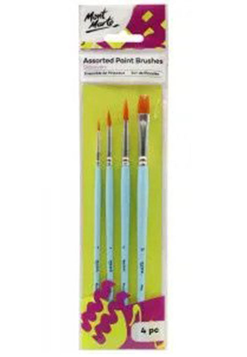 MONT MARTE ASSORTED PAINT BRUSHES 4PCS/PKT BMHS0040