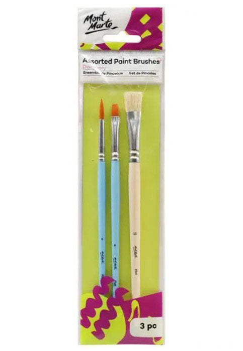 MONT MARTE ASSORTED PAINT BRUSHES 3PCS/PKT BMHS0041