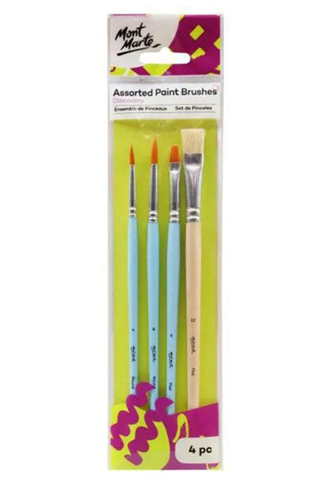 MONT MARTE ASSORTED PAINT BRUSHES 4PCS/PKT BMHS0042