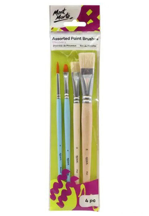 MONT MARTE ASSORTED PAINT BRUSHES 4PCS/PKT