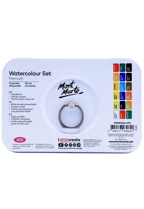 MONT MARTE PREMIUM WATERCOLOUR SET 21PCS IN METAL TIN BOX