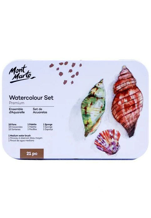 MONT MARTE PREMIUM WATERCOLOUR SET 21PCS IN METAL TIN BOX