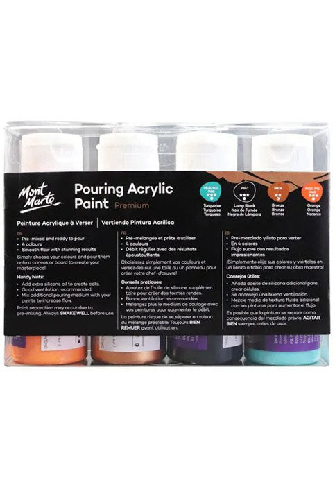 MONT MARTE PREMIUM POURING ACRYLIC PAINT 4COLX60ML-SYMPHONY