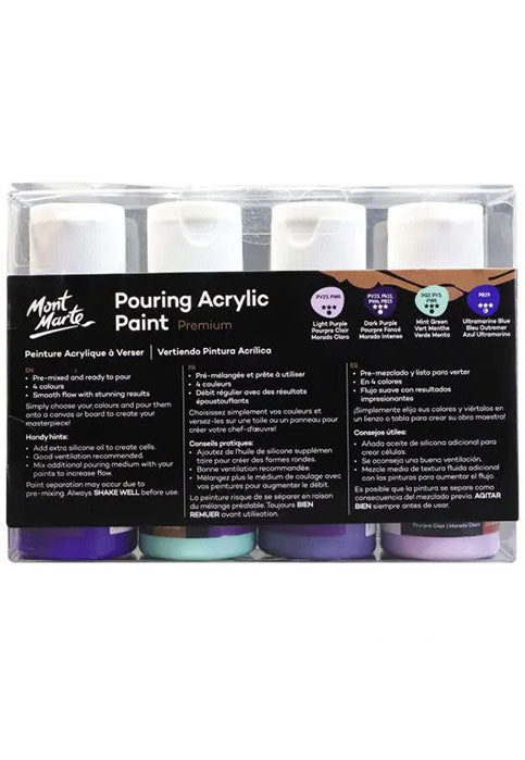 MONT MARTE PREMIUM POURING ACRYLIC PAINT 4COLX60ML-ETHEREAL