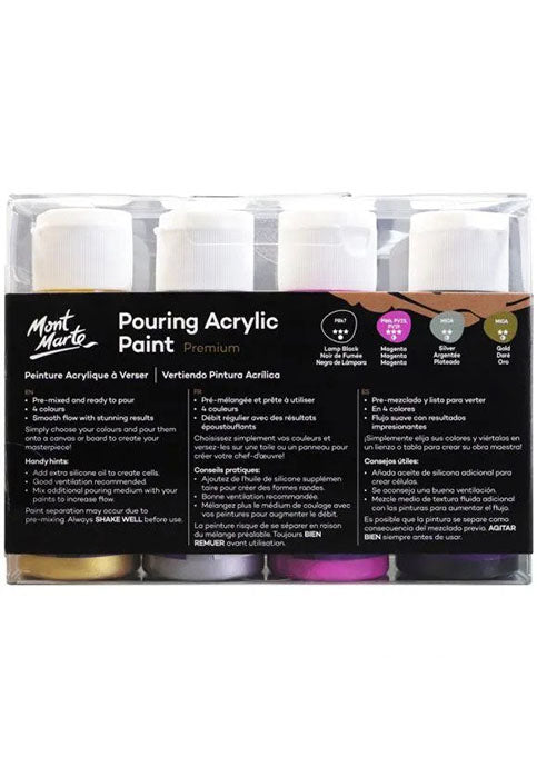 MONT MARTE PREMIUM POURING ACRYLIC PAINT 4COLX60ML-COSMIC