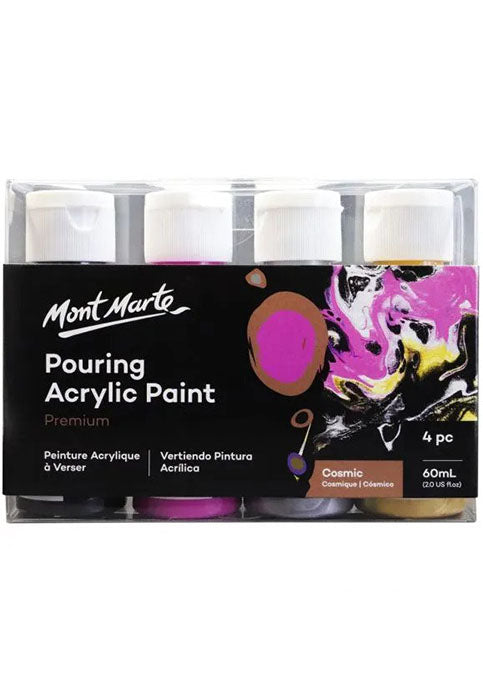 MONT MARTE PREMIUM POURING ACRYLIC PAINT 4COLX60ML-COSMIC