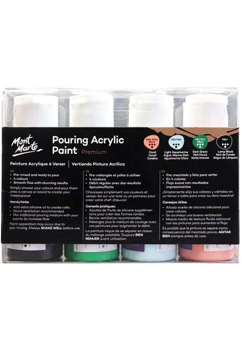 MONT MARTE PREMIUM POURING ACRYLIC PAINT 4COLX60ML-RAIN FOREST