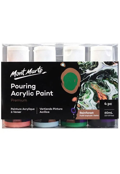 MONT MARTE PREMIUM POURING ACRYLIC PAINT 4COLX60ML-RAIN FOREST