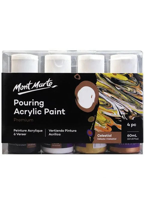 MONT MARTE PREMIUM POURING ACRYLIC PAINT 4COLX60ML-CELESTIAL