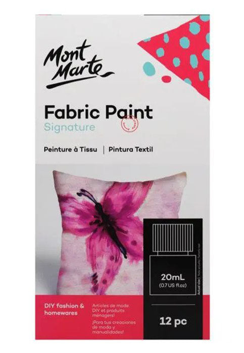 طقم الوان للرسم على القماش - مونت مارت MONT MARTE FABRIC PAINT SIGNATURE 12COLX20ML