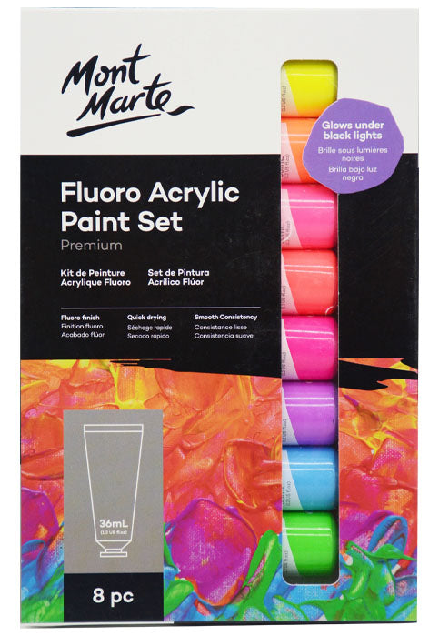 طقم الوان اكرليك فسفوري - مونت مارت MONT MARTE FLUORO ACRYLIC PAINT SET 8COLX36ML